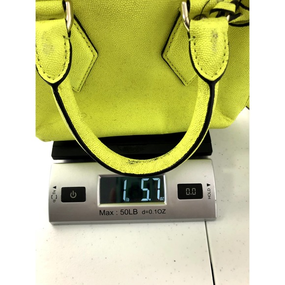 DIANE VON FURSTENBERG Voyage Itsy Double Zip Caviar Mini Satchel in Chartreuse - Picture 13 of 13